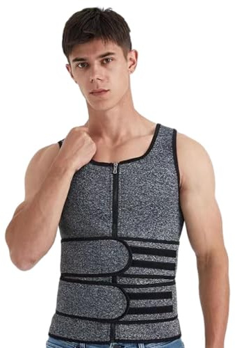 SUIUOI Body Shaperwear, maglietta da uomo, in neoprene, per il fitness, per la pancia, con effetto sauna, in neoprene