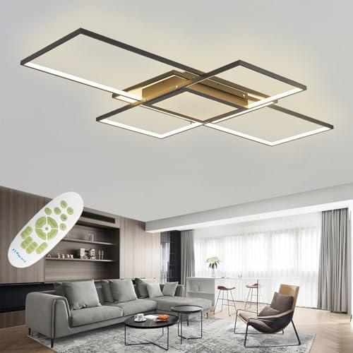 SXLXQM Deckenlampe Wohnzimmer LED Modern Deckenleuchte Schwarz Wohnzimmerlampe 82W Geometrisch Wandlampe Multifunktional Deckenbeleuchtung für Schlafzimmer Wohnzimmer Büro