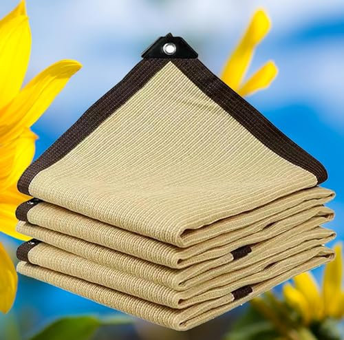 Tenda Ombreggiante Esterno Vela Ombreggiante Impermeabile Rete Ombreggiante Tessuto Ombreggiante Traforato 90%-95% Resistente Ai Raggi UV Rete Da Giardino Abbinati Al Tuo Giardino,beige-6x7m