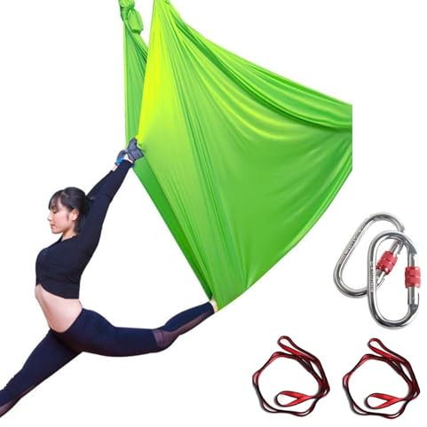 Aerial Yoga Towel, Yoga Towel For Hanging, Yoga Swing, Aerial Yoga Hammock, Acrobatics Towel, Yoga Vertical Towel, Yoga Towels, Swing Frame, Yoga Set For Adults Indoor (5X2.8M)(Grasgrün)