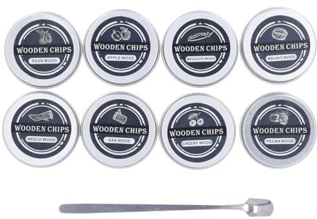 Set di Trucioli di Legno per Affumicatura di Cocktail, Set di Trucioli di Legno Comprensivo di 8 Gusti per Whisky Aromatizzato, Bourbon, Cocktail, Bevande, Frutti di Mare
