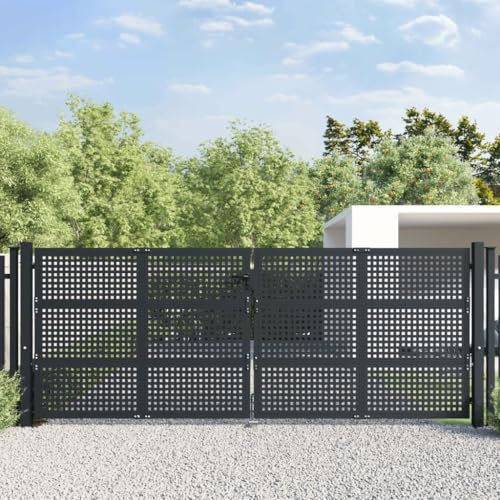 Juroupi Garden Gate Anthracite 400x200 cm Steel,Gate Garden Gate,Garden Entrance Security Gate,Garden Fence Gate