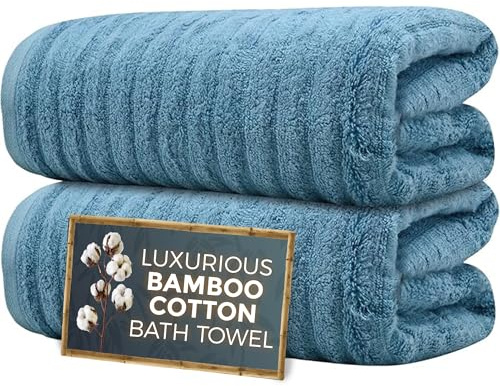 Towelogy Premium Bath Towels for Bathroom Set of 2 (70x120 cm), Super Soft Bamboo Cotton Blend Bathroom Towels (2, Teal)