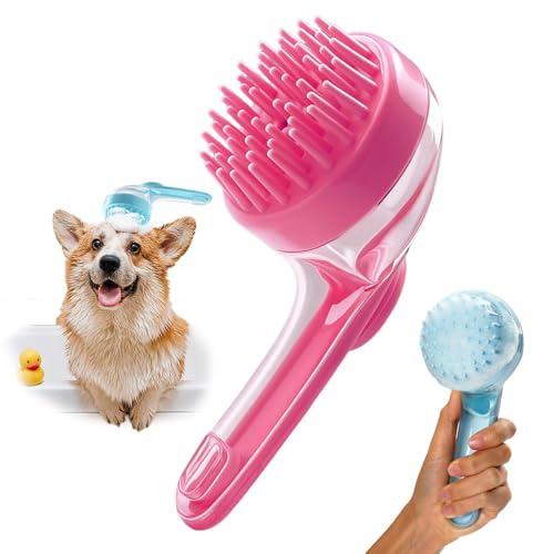 2025 2-in-1 Hunde-Shampoo-Bürste, Seifenblasen-Maker, weiches Silikon, zum Baden mit Seifenspender, Haustierpflege, Massagebürsten zum Waschen von langen, kurzen Haaren für Hunde, Katzen, Haustiere