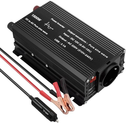 Power Inverter Per Inverter A Onda Sinusoidale Pura 12V A 220V 230V 1500W/2200W/2600W Convertitore Presa UE 12 Volt Trasformatore Solare LED Voltmetro Invertitore Invertitore(12V 220V 1500W)