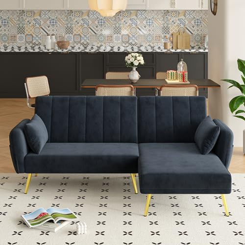 DACHETOU Sofá plegable moderno, sofá en forma de L, sofá cama con esquina adicional, sofá de esquina con función de dormir, adecuado para salón, dormitorio, cine en casa, habitación de invitados