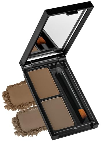 Medium Brown Eyebrow Powder，Eyebrow Kit Makeup Palette，Two Colors Matte Eye Brow Powder With Mirror&Brow Brush for Women，LongLasting，Waterproof，Fill & Sculpt，Defined Natural Brows 04