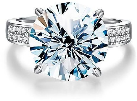5ct Moissanite diamantringar for kvinnor D-färg VVS1 diamantförlovningsringar 925 sterling silver vigselringar med certifikat(White,7)