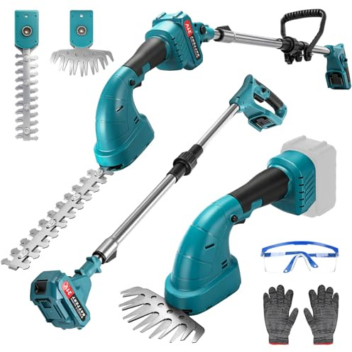 Trådlös teleskopisk häckstorlek, kompatibel med Makita 18 V batteri, 4 i 1 grässax med 2 blad, elektrisk häcktrimmer för buskar, trädgård, gräs, (utan batteri)