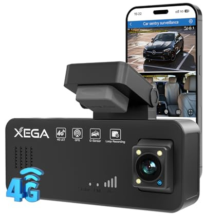 XEGA 2K 4G Dash CAM Coche con Tarjeta SIM Reemplazables, Alimentado por OBD