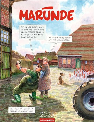 Marunde Kalender 2025: Witziger Cartoon-Posterkalender mit 12 humorvollen Zeichnungen. Kunstvoller Wandkalender 2025 mit Monatskalendarium. 34 x 44 cm. Hochformat