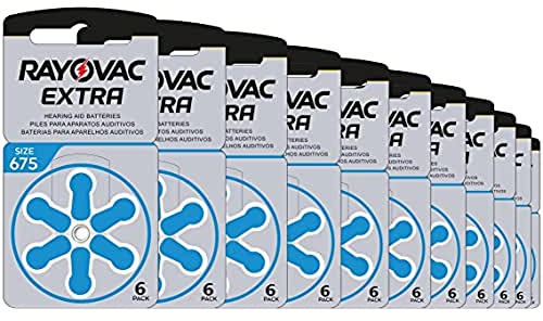 Rayovac Extra Advanced Zink Luft Hörgerätebatterie (in der Größe 675er Pack, mit 60 Batterien, geeignet für Hörgeräte Hörhilfen Hörverstärker) blau