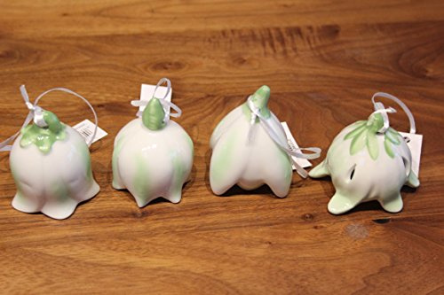 Große Porzellan-Blümchen im 4er-Set♥Osterglöckchen z. Hängen, 5-5 bis 6,5 cm