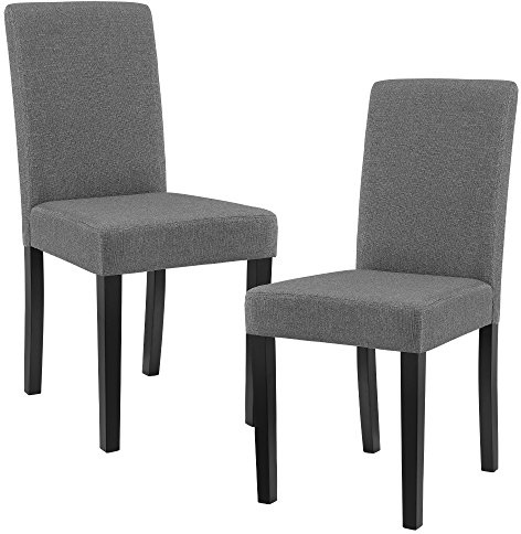 [en.casa] Esszimmerstühle Hamburg 2er Set Küchenstühle Textil Polsterstuhl 89 x 43 x 54 cm Holzbeine Dunkelgrau