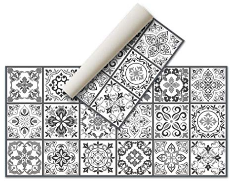 Alfombras Vinilicas Hogar 80 x 40 Negro/Gris - Alfombra Vinilica Cocina Resistente y Antitropiezos - Alfombra Cocina Lavable Antideslizante para Interior/Exterior - Alfombras de Vinilo Esponjosas