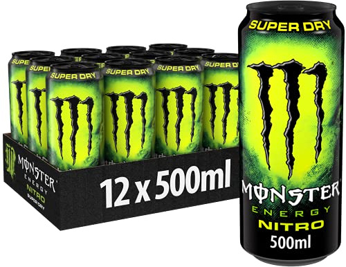 Monster Energy Nitro Super Dry – koffeinhaltig energidryck med fruktig smak – i praktiska engångsburkar (12 x 500 ml)