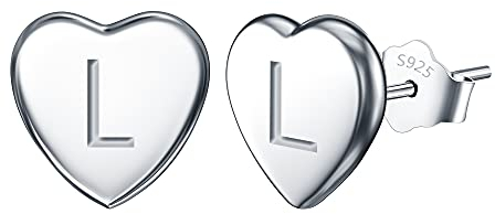 EVER FAITH Herz Buchstabe L Ohrstecker für Mädchen, 925 Sterling Silber zierlich winzigen Alphabet Initial Ohrringe für Damen Kinder Jugendliche Mädchen empfindliche Ohren