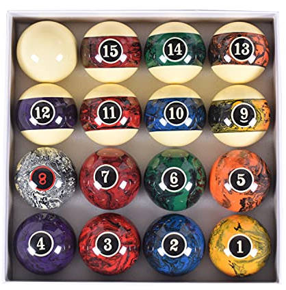 GAMESUN 57,15 mm Billardkugel-Set, Pool-Tischbälle, komplettes 16 Marmor-Billardkugel-Set