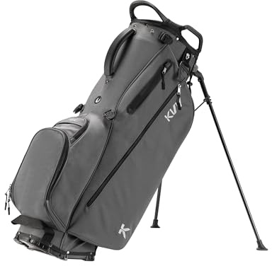 KVV Lightweight Golf Stand Bag with 7 Way Full-Length Dividers, 5 Zippered Pockets, Automatically Adjustable Dual Straps，Elegant Design（Charcoal）