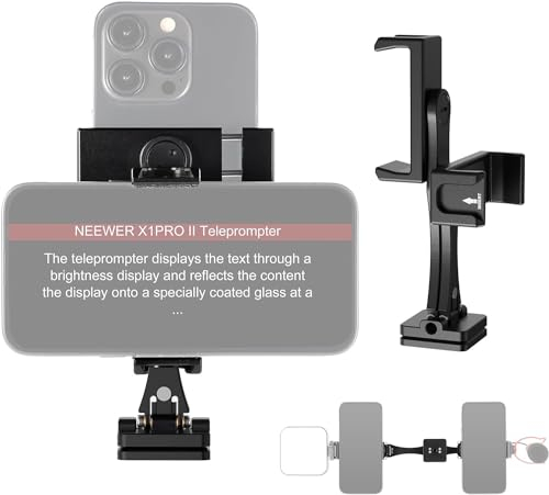 NEEWER Adattatore Telefono per Treppiede in Metallo, Base QR Arca, Doppio Supporto Morsetto Clip Cellulare Girevole 360° e 4 Cold Shoe Compatibile con iPhone Samsung per Vlog Video Stream Live, SP-08