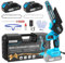 DODOWIN Mini Chainsaw 6 Inch, Electric Chainsaw Cordless with 2×2.0Ah Batteries and Charger, Lightweight Chain Saw for Garden Tree Pruning Wood Cutting, Birthday Gifts for Men Dad Him Husband