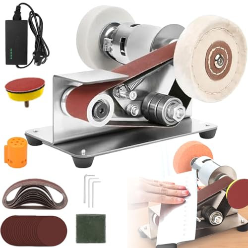Electric Mini Belt Sander, Grinder Sander Belt Sanding Machine Mini Bench Grinder 7 Adjustable Speed DIY Fixed Polishing Grinding Machine