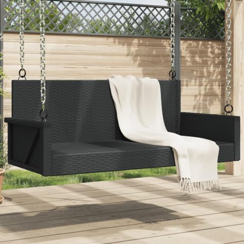 XGWKCNV Outdoor-Sitzgelegenheit, Outdoor-Bänke, Schaukelbank, schwarz, 119 x 56 x 48 cm, Polyrattan