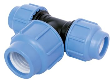 SAB Raccordi a Compressione BlueSeal 16, T 90° Maggiorata Ø 20 x 20 x 32 Raccordo Idraulico in PP, PN16, per Giunzione Tubi in Polietilene, per Impianti di Irrigazione