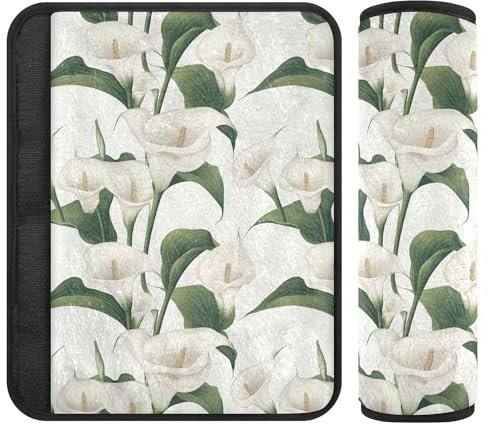 Cuscinetti per cinture di sicurezza per auto, stile retrò, comodi, confezione da 2, colore bianco, accessori per seggiolino auto da donna