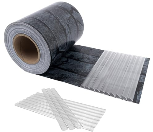 HENG FENG Sichtschutzstreifen für Doppelstabmatten 35m x 19cm, Schiefer | PVC Zaunfolie für Garten Privatsphäre, wetterfest, UV-beständig & Windschutz mit 20 Clips für Gartenzaun, Balkon, Terrasse