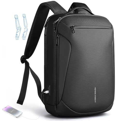hk Sac à Dos Ordinateur Portable 15,6 Pouces Imperméable Sac à Dos Business | Fermeture Verrouillable Antivol Léger Sac à Dos Travail avec Double Port USB-A & USB-C pour Affaires Voyage et Université 25L