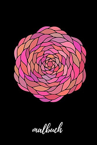 malbuch: Blanko Malbuch für Erwachsene & Jugendliche - Skizzenbuch Zeichenbuch Blankobuch- Tagebuch zum selbst gestalten - 6x9 (ca. DIN A5) - 100 ... - Soft Cover Schwarz Mandala Design Pink2