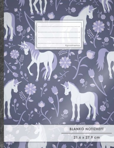 Blanko Notizbuch • A4-Format, 100+ Seiten, Soft Cover, Register, „Einhorn Trend“ • Original #GoodMemos Blank Notebook • Perfekt als Zeichenbuch, Skizzenbuch, Blankobuch, Leeres Tagebuch