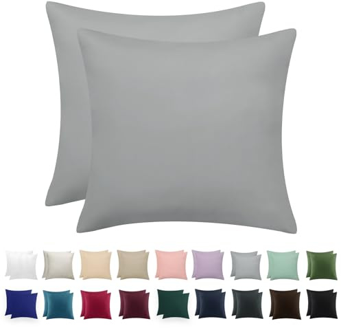 RUIKASI Kissenbezug 80x80 Grau 2er Set - Oeko Tex Kopfkissenbezug 80 x 80 Hellgrau Kissen Bezug 80x80cm mit Reißverschluss aus Mikrofaser, Polsterbezug Doppelpack Set Pillow Case Pillow Cover
