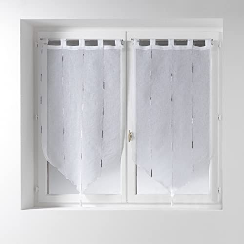 Douceur d'Intérieur Paire Pompon Passants 2 X 45 X 120 Cm Voile Sable Fils Chenille Chenilla Gris