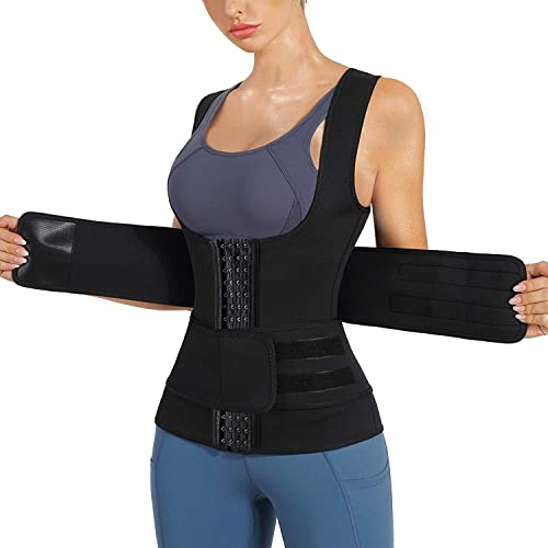 Gilet de Sudation Femme Débardeur Minceur Sauna néoprène Gaine Amincissante Ventre Plat vêtements de Sudation Sport,Noir, S
