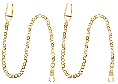 VGOL 2 Stück Taschenuhrkette mit Karabinerverschluss 14,4 Zoll Klassisches Antikes Taschenuhr Metall Kette für Weste Gürtel Gold