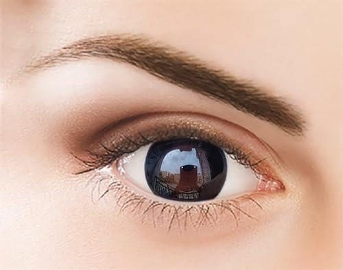 Kontaktlinsen - Schwarz Monatslinsen ohne Stärke – Natürliche Schwarz Kontaktlinsen farbig 2 Stück Farblinsen + Linsenbehälter (-1.50 Dioptrien,DODO Schwarz)