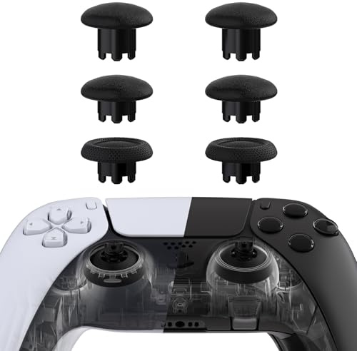 eXtremeRate Edge Stil Thumbsticks für ps5 und für ps4 Controller, Austauschbare Analogsticks Joysticks Aufsätze für ps5 Controller-Schwarz[ThumbsGear]