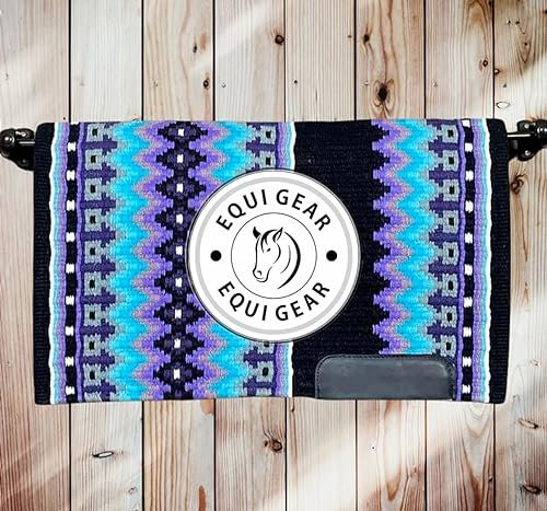EQUIGEAR Western Show Horse Satteldecke aus neuseeländischer Wolle, Western-Design, handgefertigte Satteldecke, Wollpolster, Sensor Flex (Anpassung möglich), WK08 (34x34)