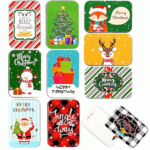 10 Stück Geldgeschenk Weihnachten Keksdose Gutscheindosen,Geldgeschenke Verpackung Weihnachten,Geschenkgutschein Dose,Weihnachtsdosen Verpackung für Geschenkkarten,Süßigkeiten,Kekse (Bunte)