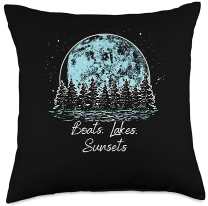 Boats Lakes Sunsets Summer Lagoon Tropical Pond Boating Throw Pillow