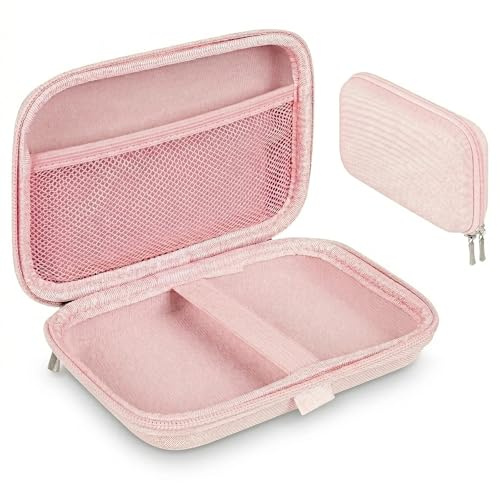 Linkidea Handheld Game Console Carrying Case, Shockproof Travel Storage Organizer Compatible with Mini Game Player Box for Charging Cable, EarPods, Batteries and Accessories (Pink)