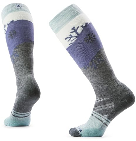 Smartwool, Women's, Ski Full Cushion Snowpocalypse Pattern Over The Calf Socks, Medium Gray, Medium