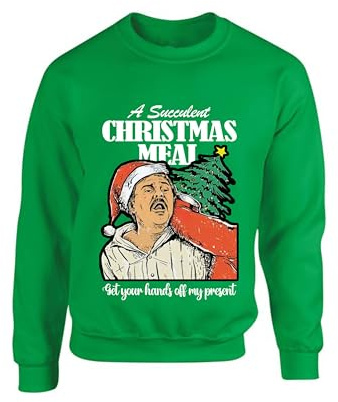 Democracy Manifest Christmas Jumper Get Your Hands Off My Present Succulent Chinese Meal Sweater Funny Ugly meme Unisex kid adult Sweatshirt (Irish Green, 5 Years)