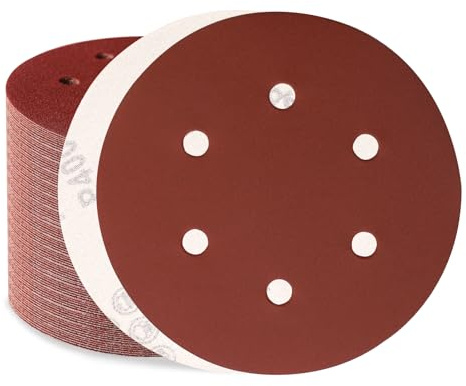 Sztaoip 100 Stück Schleifpapier 150mm Klett, Körnung 400 Profi Exzenterschleifer Schleifscheiben Set mit 6 Loch für Holz Metall und Lack