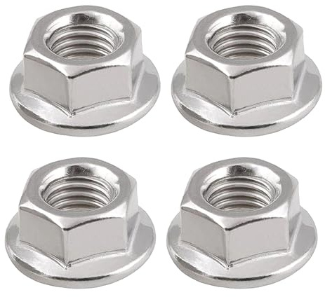 4Pcs M10 x 1.25mm Hex Flange Nuts - 304 Stainless Steel Locking Nuts for Construction & Manufacturing, Anti-Loosening Solution