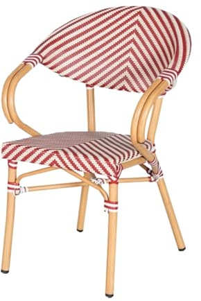 EME Sillón Bistró París Color Burdeos - Estructura Resistente y Duradera de Aluminio y Asiento de textilene. Apilable. Sillón para Hostelería, Eventos y Jardín.