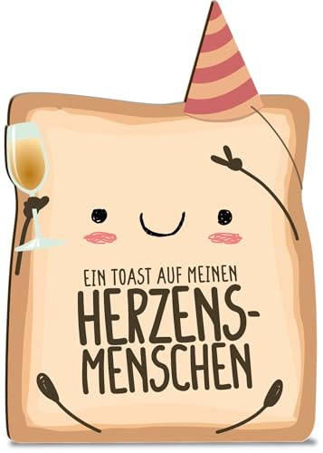 Herzensmensch Geschenk Karte Toast Herzensmensch Holzkarte - Geburtstagskarte mit Umschlag - originelle Karte für liebe Menschen, Aufmerksamkeit für Freunde und Familie, besondere zum Danke sagen