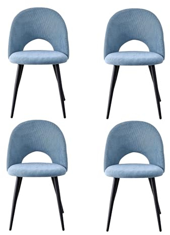 GrandCA HOME Set di 4 Sedie da Pranzo, Moderne Sedie da Cucina Imbottite con Gambe in Metallo, Adatte a Sale da Pranzo, Soggiorni e Camere da Letto - Blu